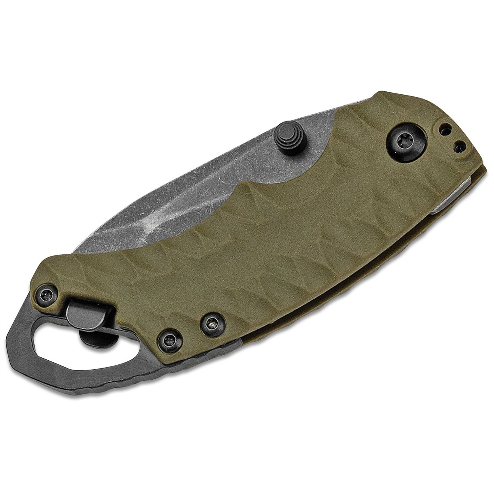 Kershaw Shuffle II EDC Folding Pocket Knife — 2.6in. American Tanto Blade, Manual Opening, Inset Liner Lock, BlackWash Finish, Olive, Model# KER8750TOLBW